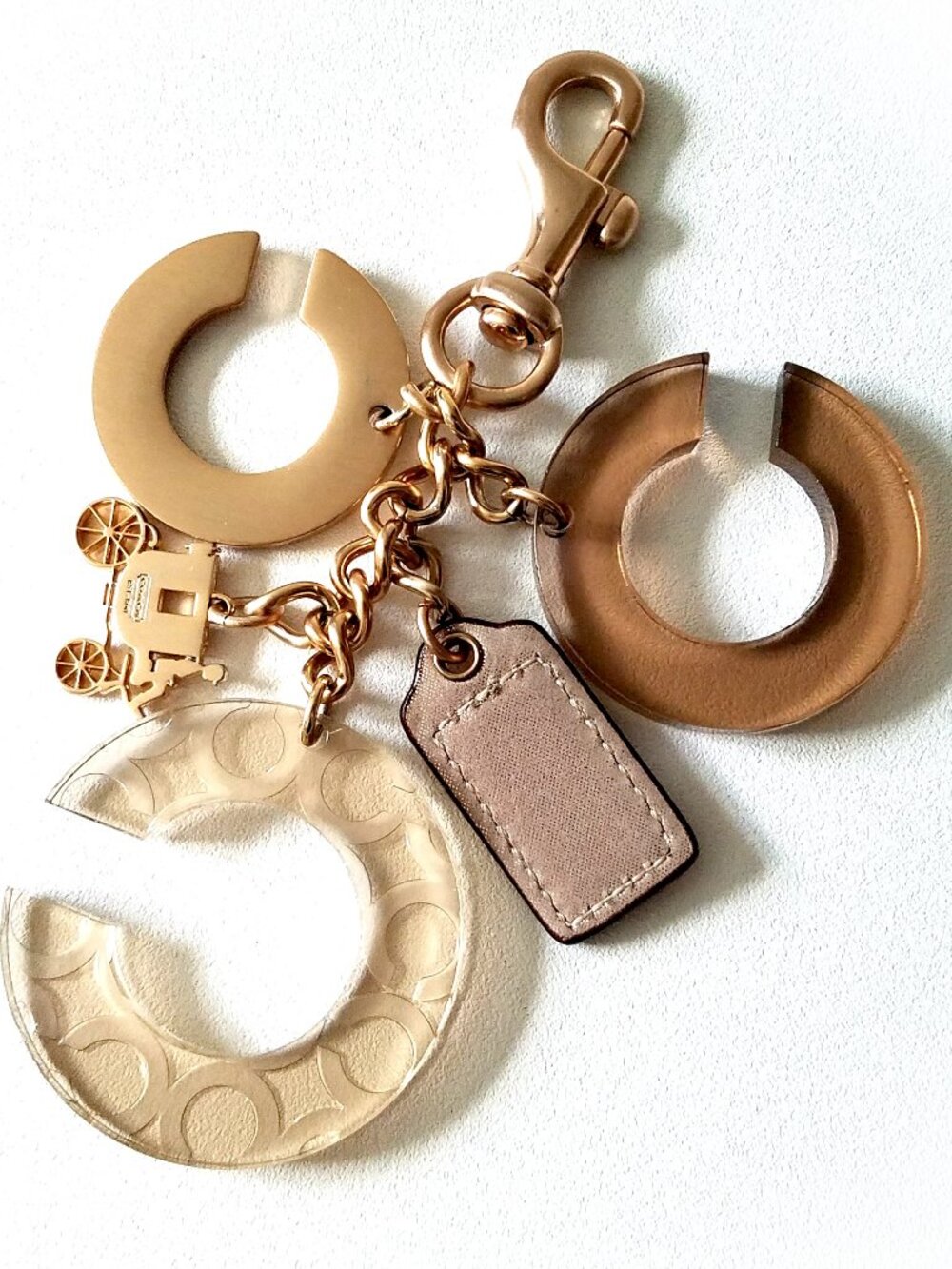 Coach Logo Carriage C Signature Rose Gold Tone Hang Tag Bag Charm - Picture 3 of 6